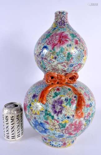 A LARGE CHINESE MILLIFIORE PORCELAIN DOUBLE GOURD VASE 20th ...