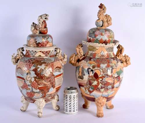 A LARGE PAIR OF LATE 19TH CENTURY JAPANESE MEIJI PERIOD SATS...