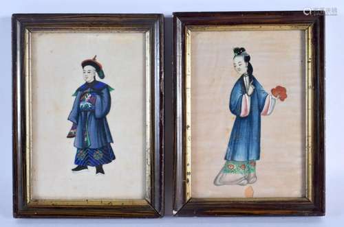 Chinese School (19th Century) Pith^ Watercolours^ Figures. 2...