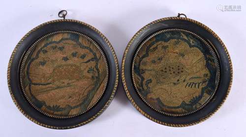 A PAIR OF LATE 18TH/19TH CENTURY CHINESE BEIJING SILK ROUNDE...