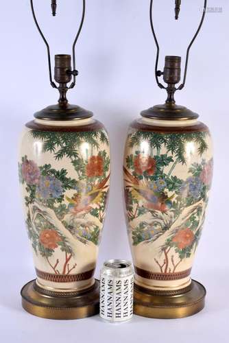 A LARGE PAIR OF EARLY 20TH CENTURY JAPANESE MEIJI PERIOD SAT...