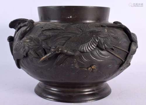 A 19TH CENTURY JAPANESE MEIJI PERIOD BRONZE JARDINIERE decor...