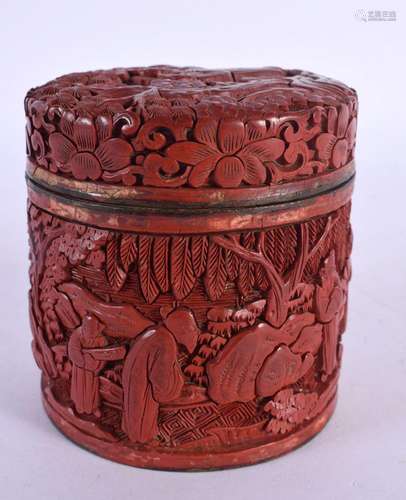 A 19TH CENTURY CHINESE CINNABAR LACQUER BOX AND COVER Qing. ...