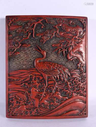 A 19TH CENTURY JAPANESE MEIJI PERIOD RED LACQUER COVER decor...