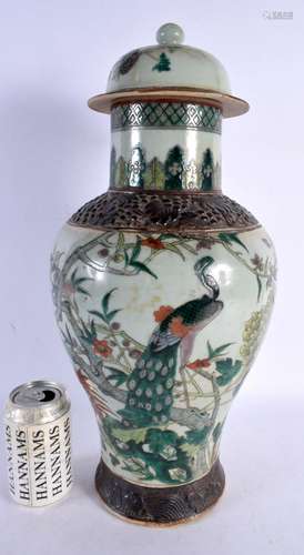 A LARGE 19TH CENTURY CHINESE CRACKLE GLAZED FAMILLE VERTE VA...