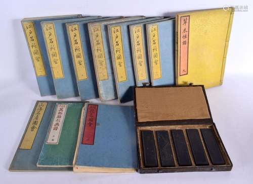 ASSORTED 19TH CENTURY JAPANESE MEIJI PERIOD WOOD BLOCK BOOKL...