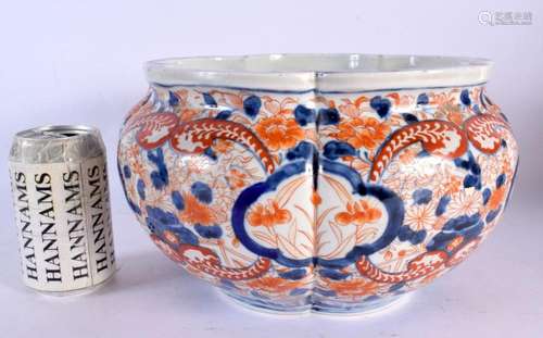 A LARGE 19TH CENTURY JAPANESE MEIJI PERIOD LOBED IMARI PLANT...