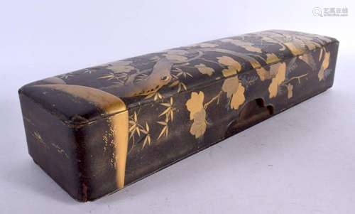 A 19TH CENTURY JAPANESE MEIJI PERIOD BLACK LACQUER BOX AND C...