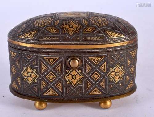 A 19TH CENTURY MIDDLE EASTERN TOLEDO GOLD INLAID BOX decorat...