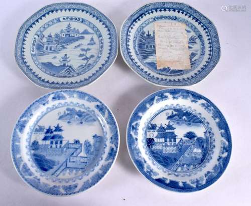 TWO 18TH CENTURY CHINESE EXPORT BLUE AND WHITE PLATES Qianlo...