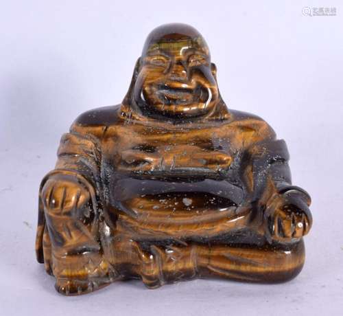 AN EARLY 20TH CENTURY CHINESE CARVED TIGERS EYE BUDDHA Late ...