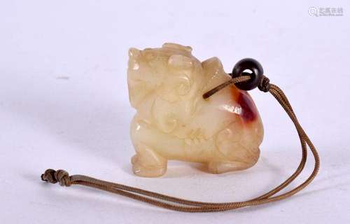 A 19TH CENTURY CHINESE CARVED JADE TOGGLE Qing. 3 cm x 3.5 c...