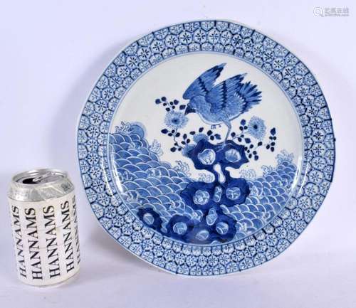 A RARE 19TH CENTURY CHINESE BLUE AND WHITE PORCELAIN PLATE Q...