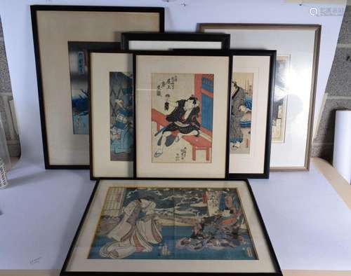 Japanese School (19th Century) 7 x Woodblock prints, assorte...