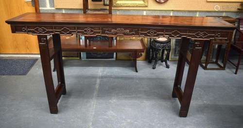 A LARGE 19TH CENTURY CHINESE HONGMU CARVED WOOD ALTRAR TABLE...