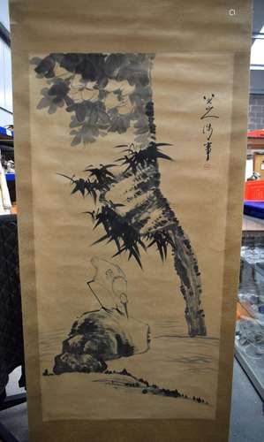 TWO VINTAGE CHINESE SCROLLS and a similar Japanese embroider...