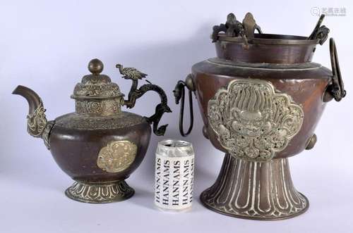 A RARE LARGE 18TH/19TH CENTURY TIBETAN MIXED METAL SILVER OV...