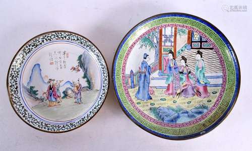 TWO 19TH CENTURY CHINESE CANTON ENAMEL DISHES Qing. Largest ...