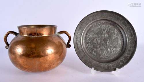 A HEAVY 19TH CENTURY INDIAN BRONZE VESSEL together with an e...