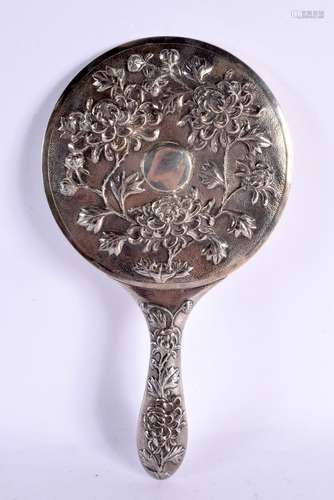 A LARGE 19TH CENTURY CHINESE EXPORT SILVER MIRROR decorated ...