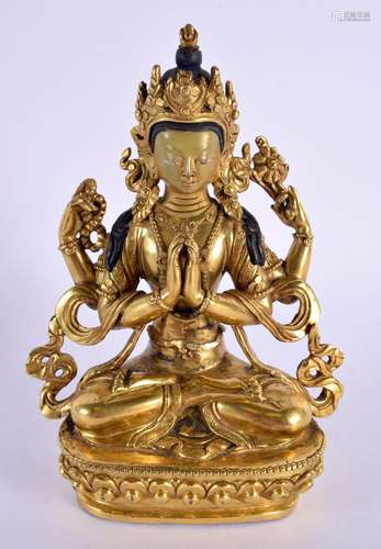 A 19TH/20TH CENTURY CHINESE TIBETAN GILT BRONZE BUDDHA model...