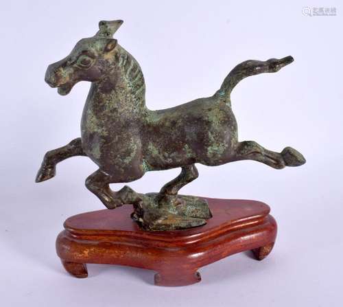 A CHINESE BRONZE HORSE 20th Century. 17 cm x 17 cm.