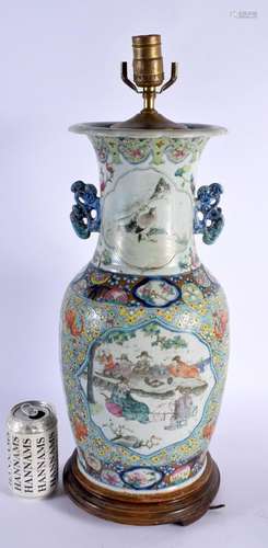 A LARGE 19TH CENTURY CHINESE TWIN HANDLED FAMILLE ROSE VASE ...