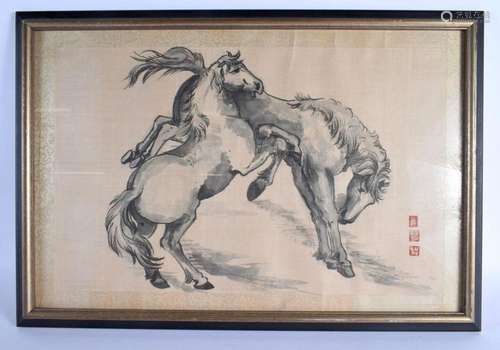 Chinese School (20th Century) Inkwork, Roaming horses. 60 cm...