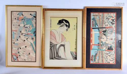 TWO 19TH CENTURY JAPANESE MEIJI PERIOD WOOD BLOCK PRINTS tog...