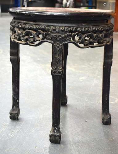 A 19TH CENTURY CHINESE HARDWOOD MARBLE INSET STAND Qing. 45 ...