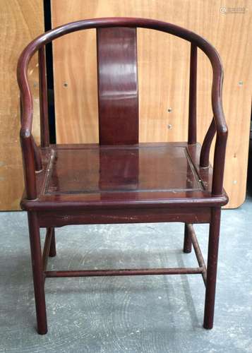 AN EARLY 20TH CENTURY CHINESE CARVED HARDWOOD CHAIR. 80 cm x...