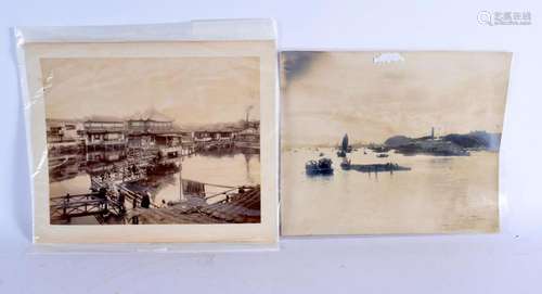 TWO LARGE EARLY CHINESE PHOTOGRAPHS. Largest 34 cm x 28 cm. ...