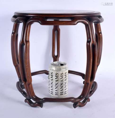 A 19TH CENTURY CHINESE CARVED HARDWOOD AND BURR WOOD STAND o...