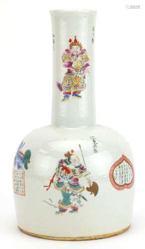 Chinese porcelain mallet vase hand painted in the famille ro...