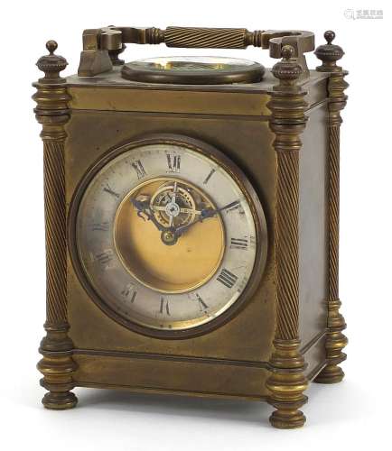 French brass cased weather station clock, the silvered dial ...