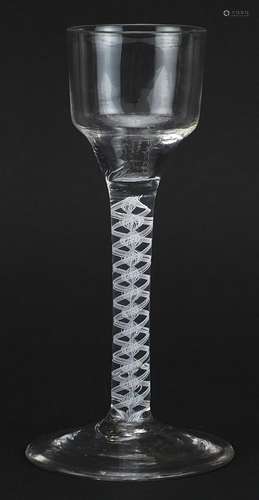 18th century wine glass with multiple opaque twist stem, 15c...