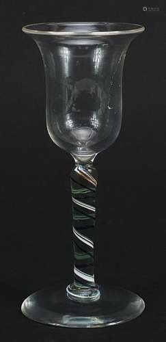 18th century wine glass with multicolored opaque twist stem ...