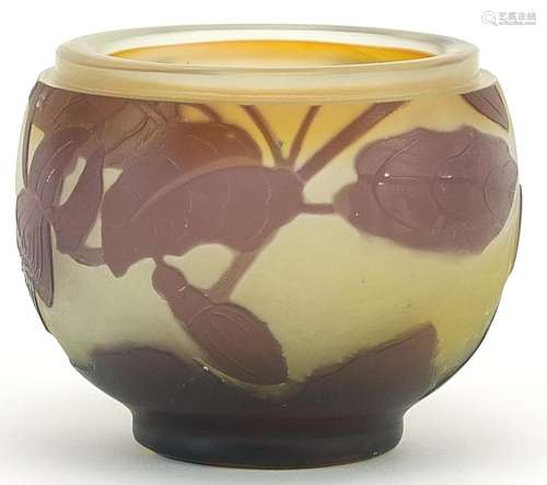 Emile Galle, French Art Nouveau cameo glass pot decorated wi...