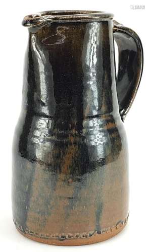 Mike Dodd, large studio pottery jug with Temmoku glaze, 28.5...