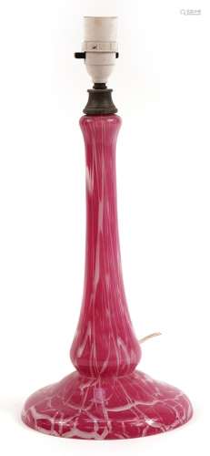Vintage Murano pink and white striped glass lamp with silver...