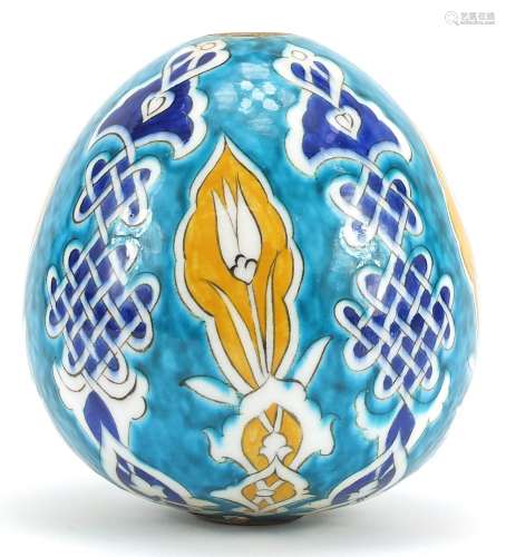 Turkish Iznik pottery hanging ball hand painted with flowers...
