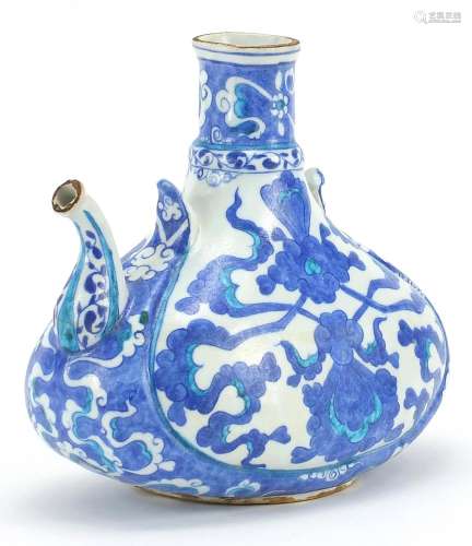 Turkish Iznik pottery water jug hand painted with scrolling ...