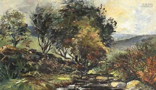 L Vose - Moorland storm, Impressionist oil on canvas, indist...