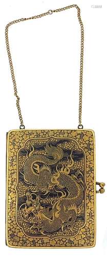 Japanese damascene combination cigarette case and compact de...