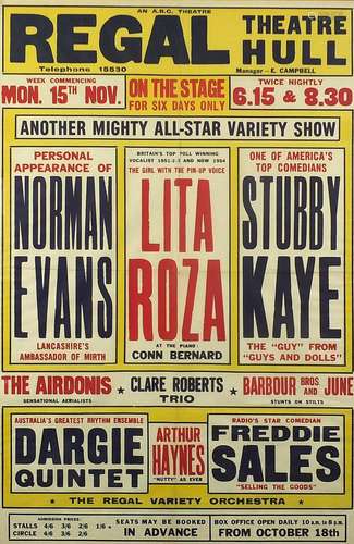 Regal Theatre, Hull, vintage theatre poster, framed and glaz...