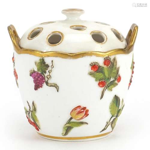 Early 19th century Spode custard pail with twin handles, han...