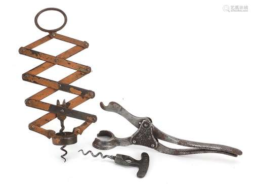 Corkscrews and bottle openers including Lund Patent and J He...