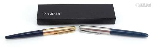 Two Parker fountain pens including Parker 51 with case