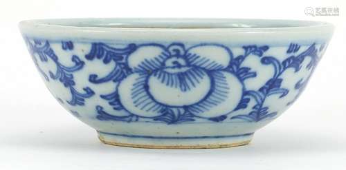 Chinese blue and white porcelain footed bowl hand painted wi...