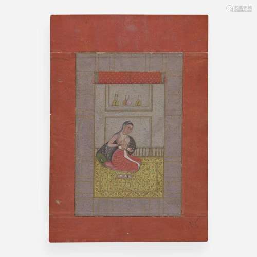 Three Indian miniatures depicting women 印度袖珍画三幅 18th/...